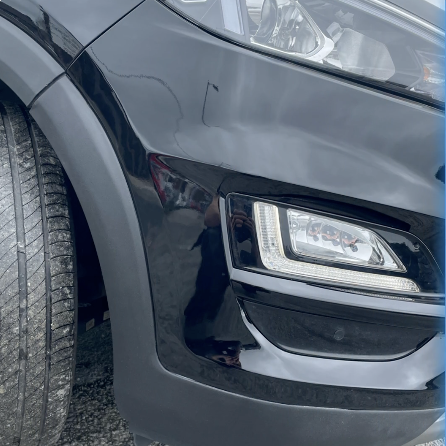 Front wing scuff repair – after repair